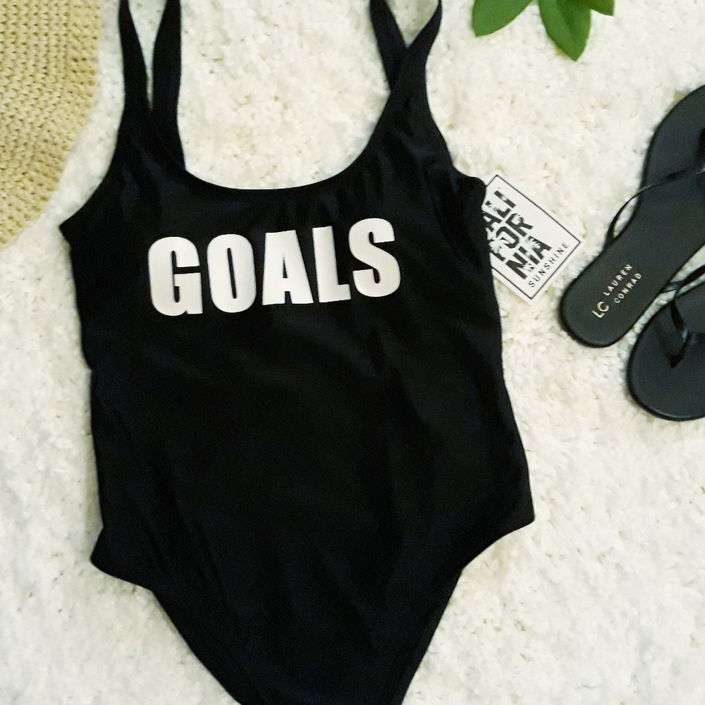 🖤 #GOALS One-Piece Graphic Bathing Suit - sz M🖤